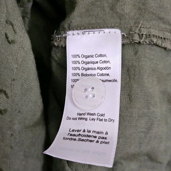 India Collection Emerson Fry Mandarin Collar Top OS Moss Organic Cotton Weave - Picture 5 of 9